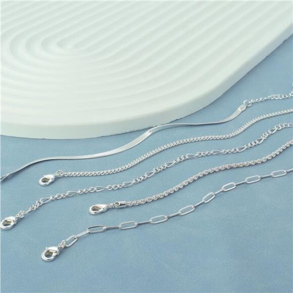 14K Gold/Sterling Silver Plated Anklet Bracelets for Women Waterproof Plus Size - Picture 4 of 7